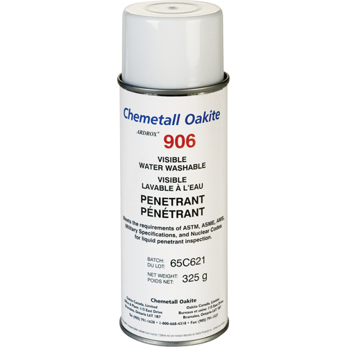 906 Water Washable Visible Penetrants, Aerosol Can Groupe Belzile Dickner