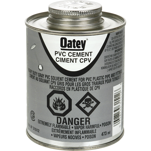 PVC Heavy-Duty Cement, 473 ml, Brush-Top Can, Grey Groupe Belzile Dickner