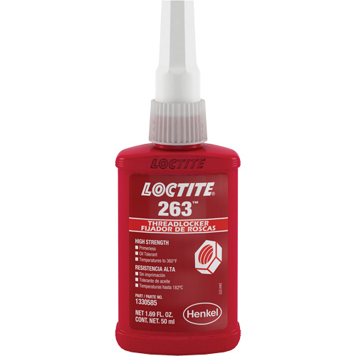 Threadlocker 263 Rapid Cure, Red, High, 50 ml, Bottle Groupe Belzile Dickner