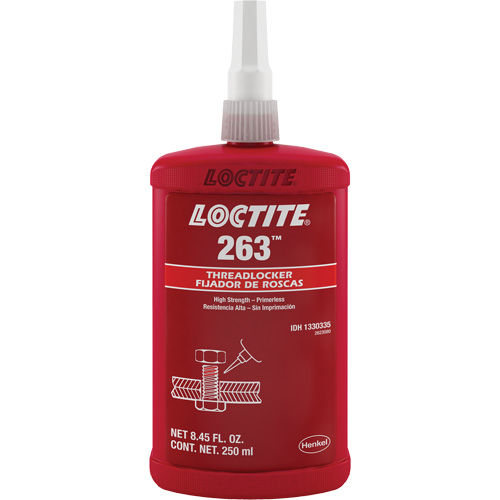 Threadlocker 263 Rapid Cure, Red, High, 250 ml, Bottle Groupe Belzile Dickner