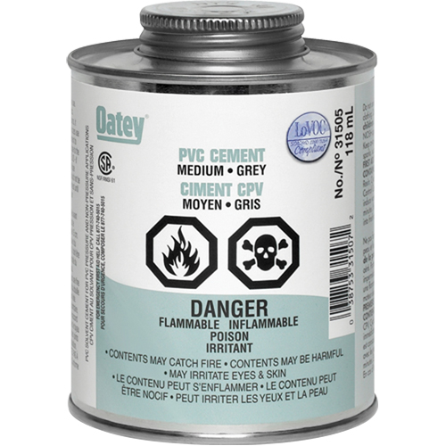 PVC Cement, 0.250 lbs, Brush-Top Can, Grey Groupe Belzile Dickner