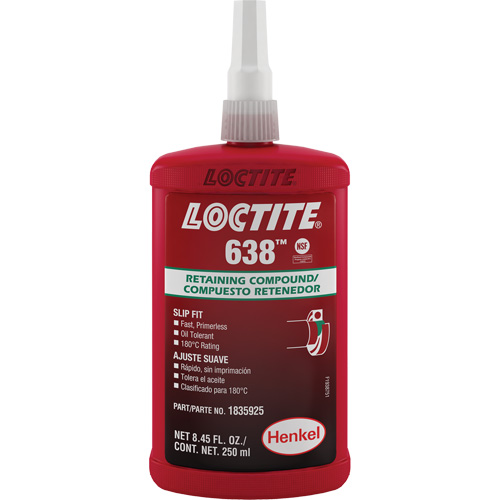 Loctite&reg; 638 Retaining Compound, 250 ml, Bottle, Green Groupe Belzile Dickner