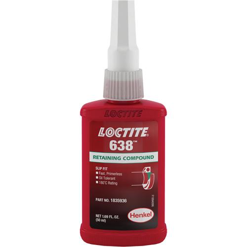 Loctite&reg; 638 Retaining Compound, 50 ml, Bottle, Green Groupe Belzile Dickner
