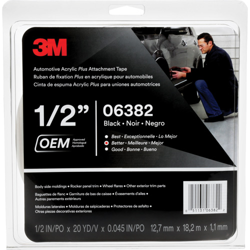 3M Automotive Acrylic Tape, 18 M (60') L x 12.7 mm (1/2") W, 45 mils, Acrylic Groupe Belzile Dickner