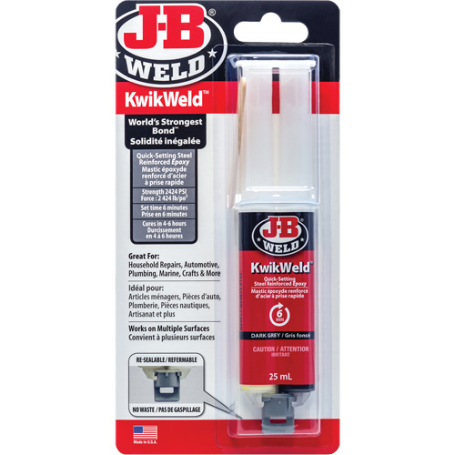 KwikWeld Adhesive, 25 ml, Syringe, Two-Part, Grey Groupe Belzile Dickner