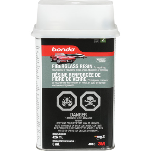 R&eacute;sine de fibre de verre Bondo, Deux composants, 15 oz, Bidon rectangulaire Groupe Belzile Dickner