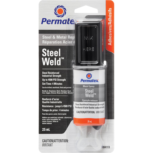Steel Weld Epoxy, 25 ml, Syringe, Two-Part, Grey Groupe Belzile Dickner