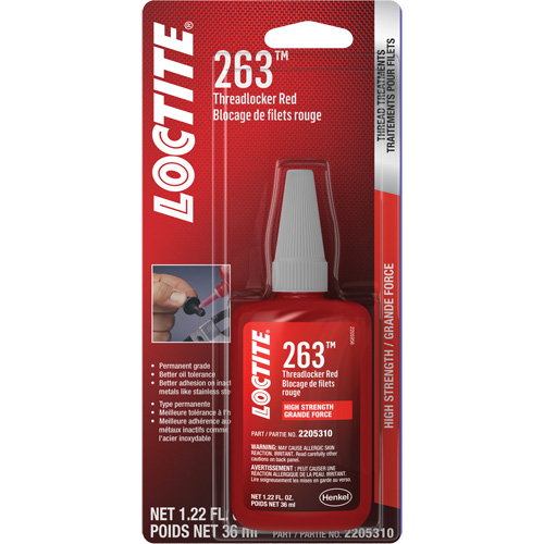 263 Threadlocker, Red, High, 36 ml, Bottle Groupe Belzile Dickner