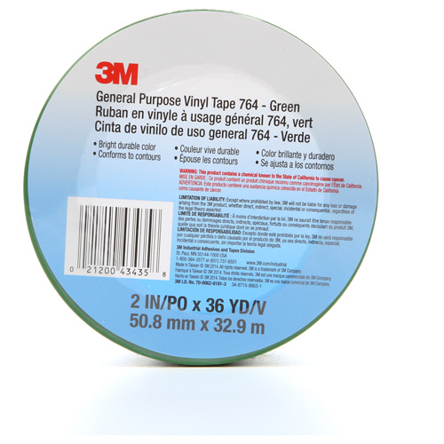764 General-Purpose Vinyl Tape, 50.8 mm (2") W x 32.9 m (108') L, 5 mils, Green Groupe Belzile Dickner