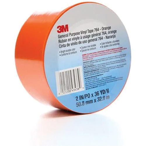 Ruban en vinyle pour travaux g&eacute;n&eacute;raux 764, 50,8 mm (2") la x 32,9 m (108') lo, 5 mils, Orange Groupe Belzile Dickner