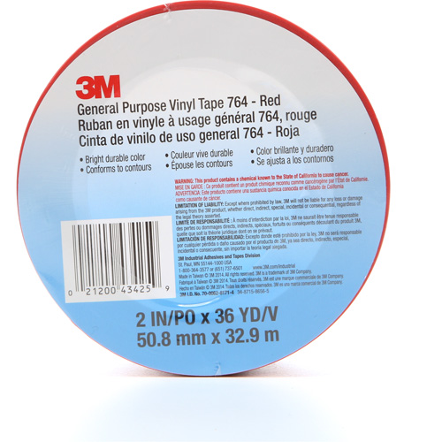 764 General-Purpose Vinyl Tape, 50.8 mm (2") W x 32.9 m (108') L, 5 mils, Red Groupe Belzile Dickner