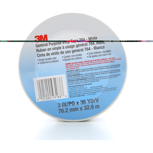 Ruban en vinyle pour travaux g&eacute;n&eacute;raux 764, 76 mm (3") la x 32,9 m (108') lo, 5 mils, Blanc Groupe Belzile Dickner