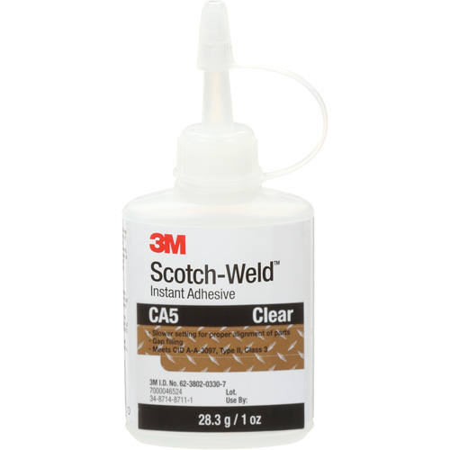 Adh&eacute;sif instantan&eacute; CA5 Scotch-Weld, Transparent, Bouteille, 1 oz Groupe Belzile Dickner