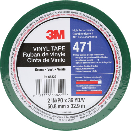 471 Vinyl Tape, 50.8 mm (2") W x 32.9 m (108') L, 5.2 mils, Green Groupe Belzile Dickner