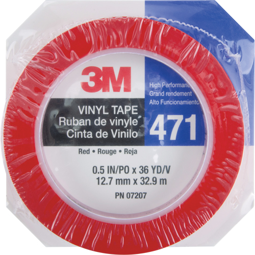 471 Vinyl Tape, 12 mm (1/2") W x 32.9 m (108') L, 5.3 mils, Red Groupe Belzile Dickner