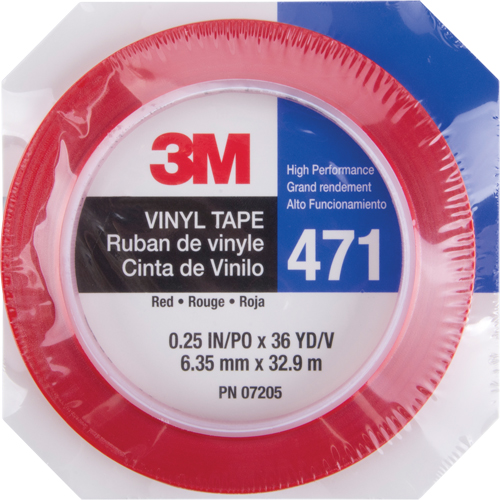 471 Vinyl Tape, 6 mm (1/4") W x 32.9 m (108') L, 5.3 mils, Red Groupe Belzile Dickner