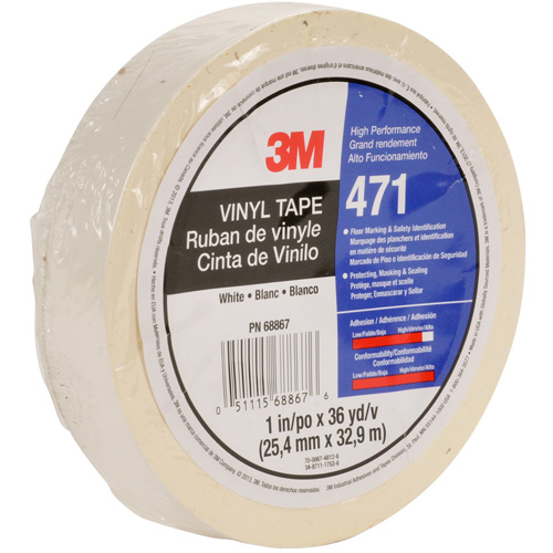 471 Vinyl Tape, 12 mm (1/2") W x 32.9 m (108') L, 5.3 mils, White Groupe Belzile Dickner