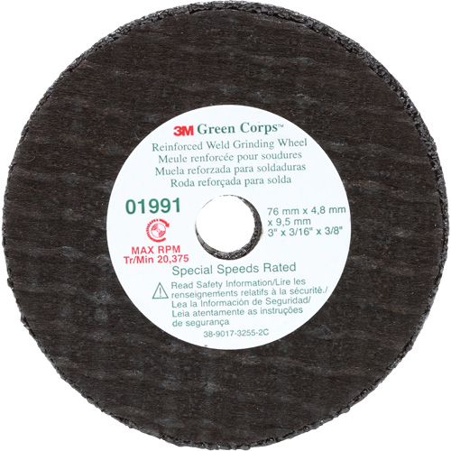 Green Corps Cut-Off Wheel, 3" x 0.188", 3/8" Arbor, Type 1, Aluminum Oxide, 35000 RPM Groupe Belzile Dickner
