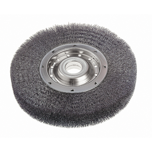 Crimped Wire Wheel Brushes - Wide Face, 6" Dia., 0.0118" Fill, 2" Arbor Groupe Belzile Dickner