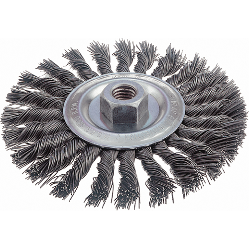 Brosses rotatives &agrave; fils nou&eacute;s - Brosse rotative &agrave; fils nou&eacute;s, fils nou&eacute;s standards, Dia. 6", Fils 0,023", Arbre 5/8"-11, Acier Groupe Belzile Dickner