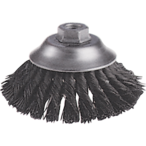 Brosses-boisseau &agrave; fils nou&eacute;s - Brosse-boisseau &eacute;vas&eacute;e, Dia. 6", Fils 0,02", Arbre 5/8"-11, Acier Groupe Belzile Dickner