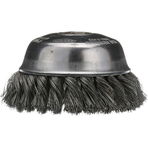 Brosse boisseau &agrave; fil nou&eacute;, 4" dia. x 5/8"-11 arbre Groupe Belzile Dickner