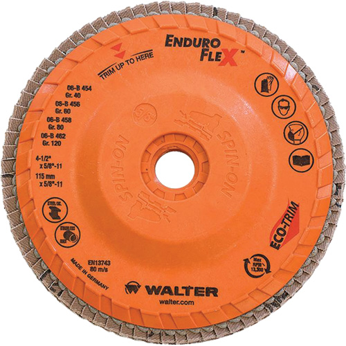 Disque &agrave; lamelles Enduro-Flex, 4-1/2" x 5/8"-11, Type 27, Grain 80, Alumine de zirconium Groupe Belzile Dickner