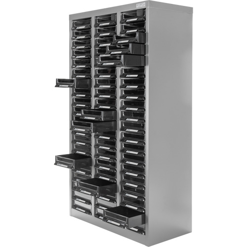 KPC-300 Parts Cabinet, Galvanized Steel, 60 Drawers, 21-3/10" x 10-2/5" x 36-9/10", Grey Groupe Belzile Dickner
