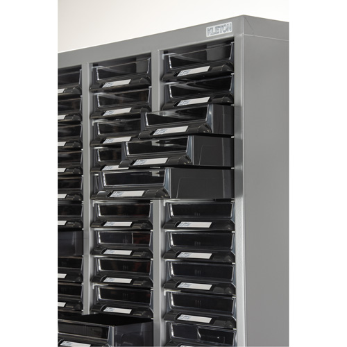 KPC-300 Parts Cabinet, Galvanized Steel, 60 Drawers, 21-3/10" x 10-2/5" x 36-9/10", Grey Groupe Belzile Dickner