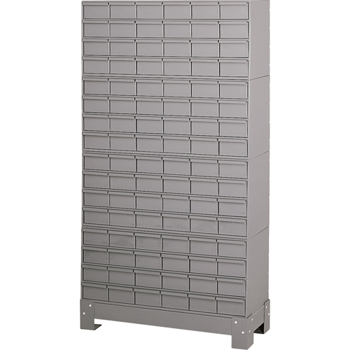 Industrial Drawer Cabinet With Base, 96 Drawers, 34-1/8" W x 12-1/4" D x 62-1/2" H, Grey Groupe Belzile Dickner