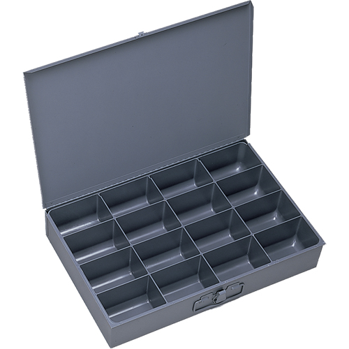 Compartment Scoop Boxes, Steel, 16 Slots, 18" W x 12" D x 3" H, Grey Groupe Belzile Dickner