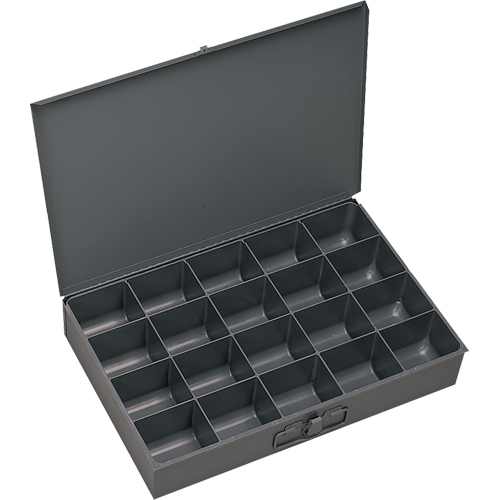 Compartment Scoop Boxes, Steel, 20 Slots, 18" W x 12" D x 3" H, Grey Groupe Belzile Dickner