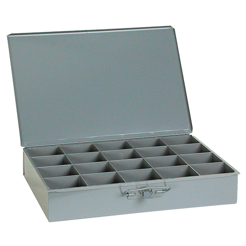 Compartment Scoop Boxes, Steel, 20 Slots, 18" W x 12" D x 3" H, Grey Groupe Belzile Dickner