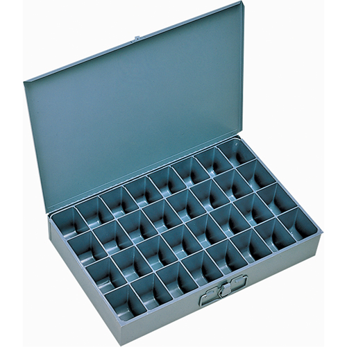 Compartment Scoop Boxes, Steel, 32 Slots, 18" W x 12" D x 3" H, Grey Groupe Belzile Dickner