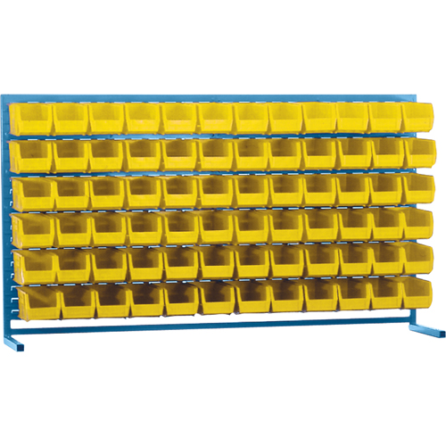Louvered Rack with Bins, 72 Bins, 72" W x 15" D x 40" H Groupe Belzile Dickner