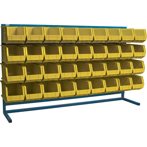 Louvered Rack with Bins, 36 Bins, 72" W x 15" D x 40" H Groupe Belzile Dickner