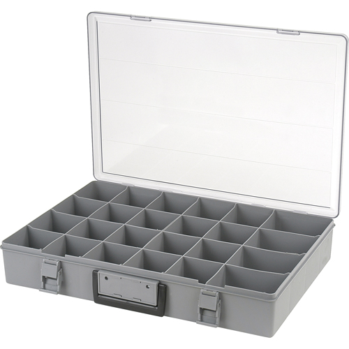 Compartment Case, Plastic, 24 Slots, 18-1/2" W x 13" D x 3" H, Grey Groupe Belzile Dickner