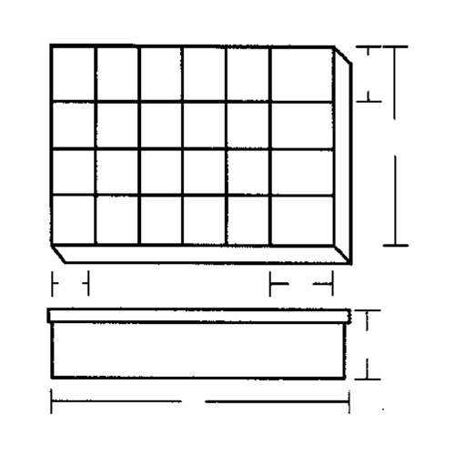 Compartment Case, Plastic, 24 Slots, 18-1/2" W x 13" D x 3" H, Grey Groupe Belzile Dickner
