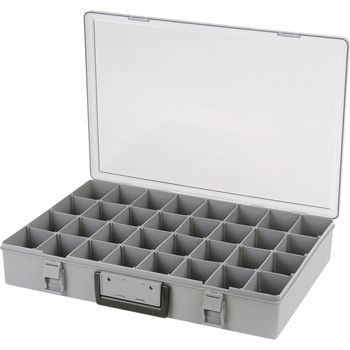Compartment Case, Plastic, 32 Slots, 18-1/2" W x 13" D x 3" H, Grey Groupe Belzile Dickner