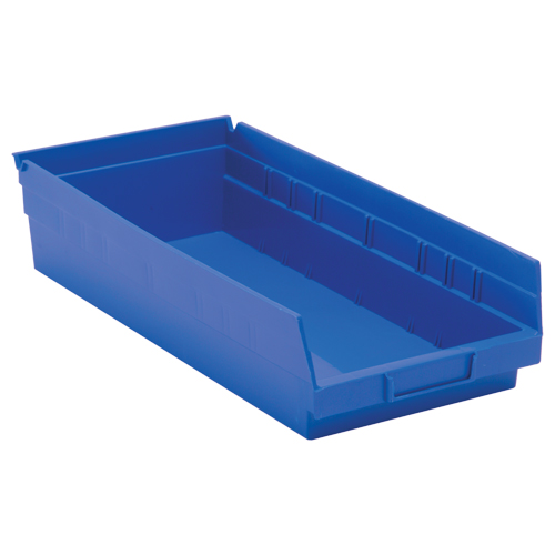 Bacs de rangement pour tablettes, 8-3/8" la x 4" H x 17-7/8" p, Bleu, Capacit&eacute; 40 lb Groupe Belzile Dickner