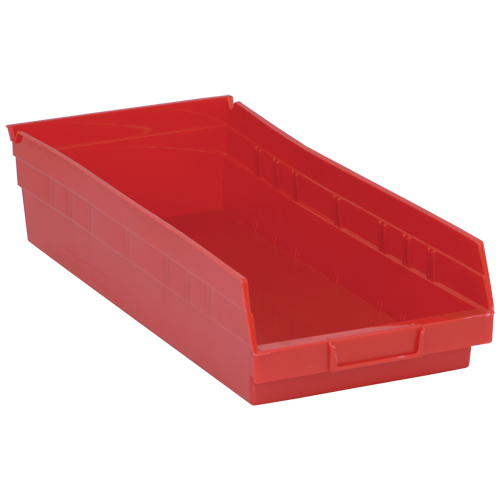 Bacs de rangement pour tablettes, 8-3/8" la x 4" H x 17-7/8" p, Rouge, Capacit&eacute; 40 lb Groupe Belzile Dickner