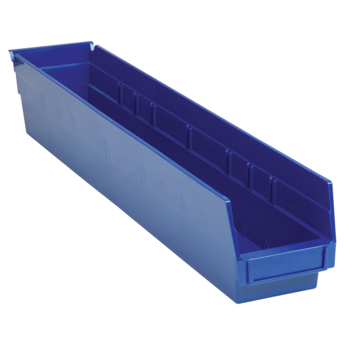 Bacs de rangement pour tablettes, 4-1/8" la x 4" H x 23-5/8" p, Bleu, Capacit&eacute; 50 lb Groupe Belzile Dickner