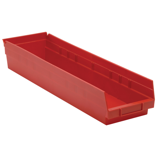 Shelf Bins, 6-5/8" W x 4" H x 23-5/8" D, Red, 50 lbs. Capacity Groupe Belzile Dickner