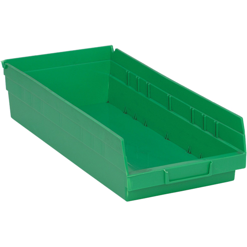 Shelf Bins, 8-1/8" W x 4" H x 17-7/8" D, Green, 40 lbs. Capacity Groupe Belzile Dickner