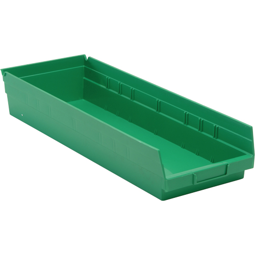Shelf Bins, 8-3/8" W x 4" H x 23-5/8" D, Green, 50 lbs. Capacity Groupe Belzile Dickner