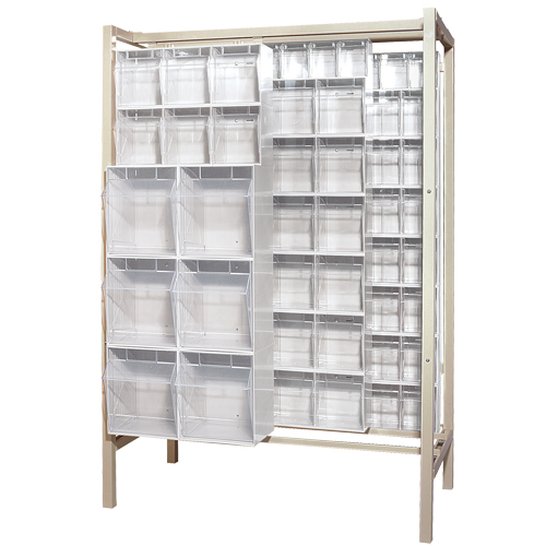 Free-Standing Tip-Out Bins Slider System, 51-1/4" W x 26" D x 77" H, 101 Drawers Groupe Belzile Dickner