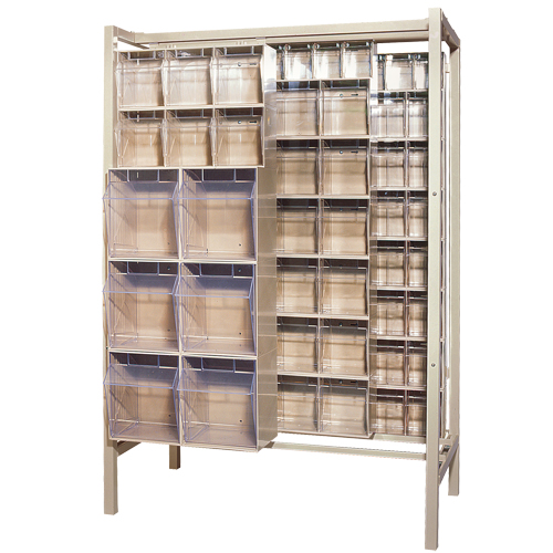 Free-Standing Tip-Out Bins Slider System, 51-1/4" W x 26" D x 77" H, 101 Drawers Groupe Belzile Dickner