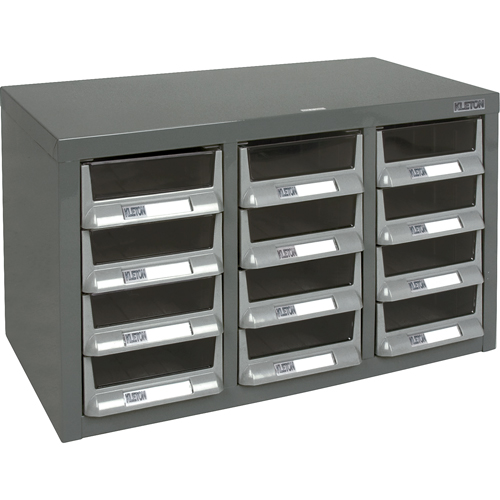 KPC-100 Parts Cabinet, Galvanized Steel, 12 Drawers, 23" x 11-2/5" x 13-4/5", Grey Groupe Belzile Dickner