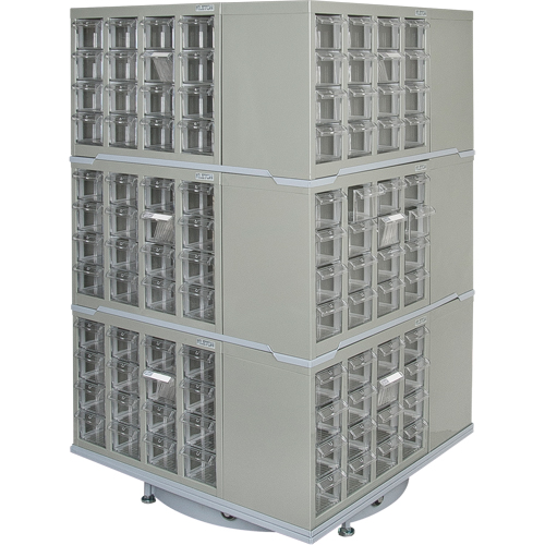 Heavy-Duty Industrial Carousel Drawer Cabinet, Steel, 192 Drawers, 27" W x 27" D x 48" H, Grey Groupe Belzile Dickner