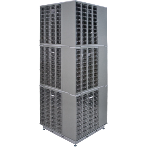 Heavy-Duty Industrial Carousel Drawer Cabinet, Steel, 480 Drawers, 27" W x 27" D x 80" H, Grey Groupe Belzile Dickner